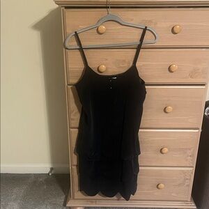 Vintage Y2K 100% Silk Black Tiered Scallop Hem Slip Dress | AKA New York